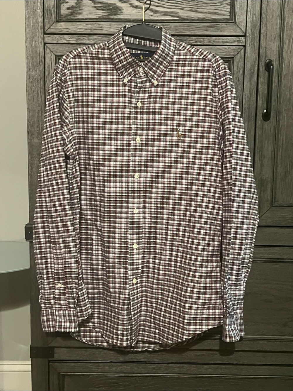 Ralph Lauren Men's Long-Sleeve Button-Down Plaid EUC Small Custom Fit